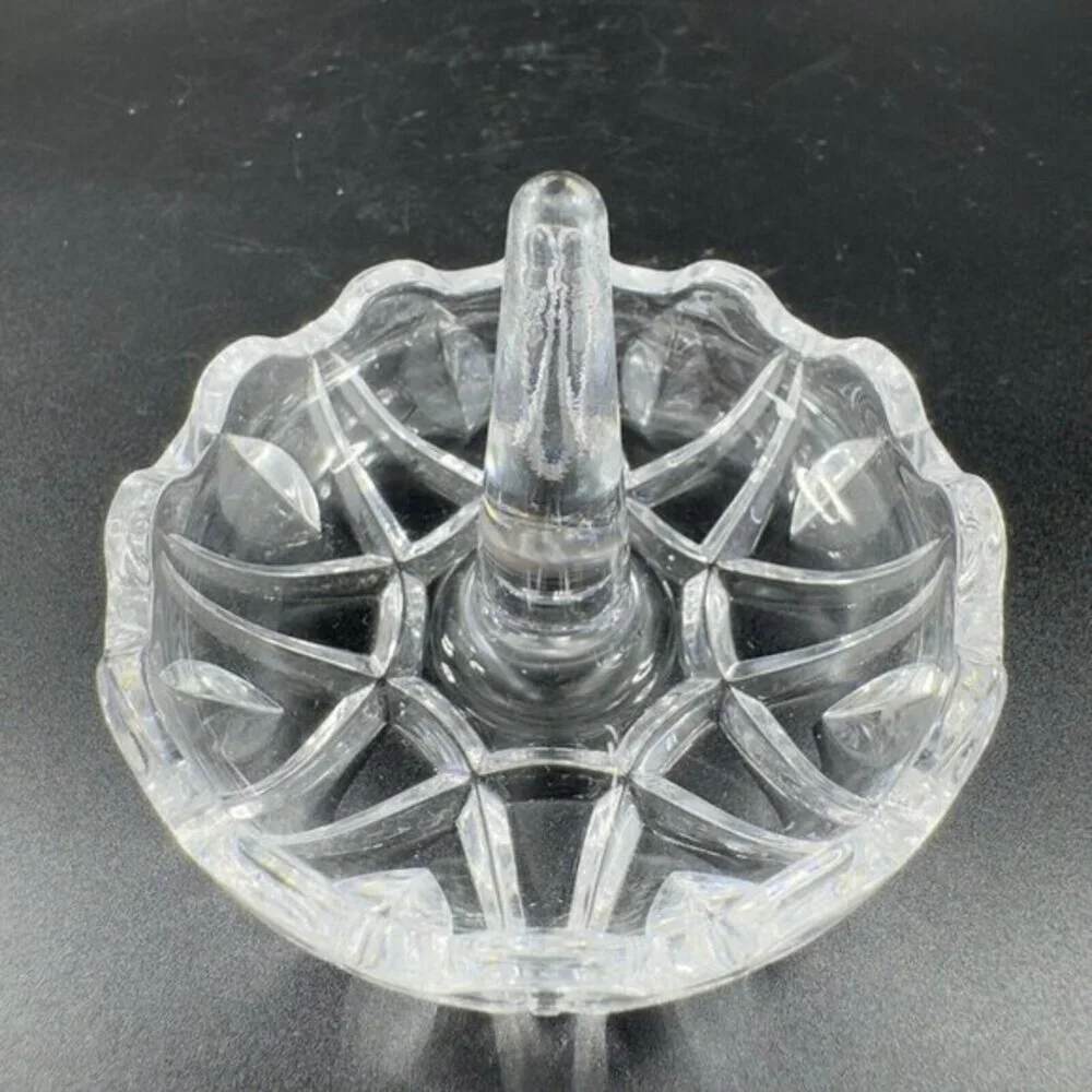 Czech Clear Crystal Bohemian Ring Holder Tapered Trinket Jewelry Holder‎ VTG